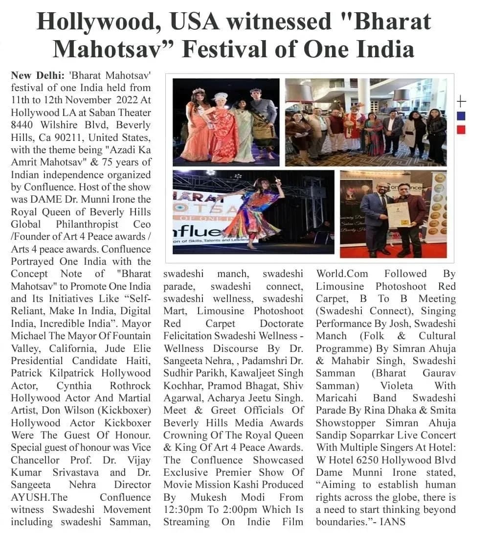 “Hollywood, USA witnessed ‘Bharat Mahotsav’ Festival of One India”