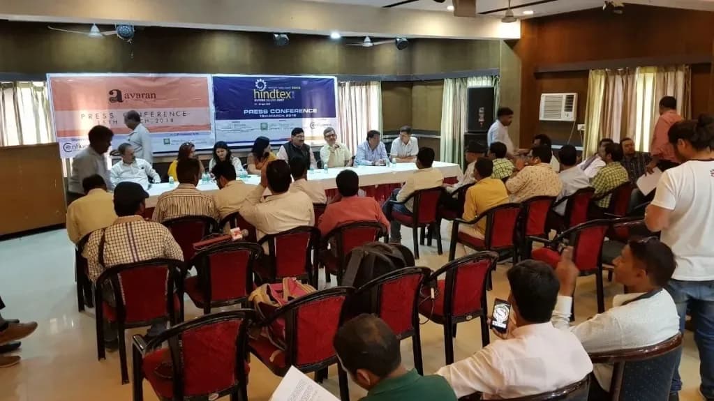 The press conference in progress