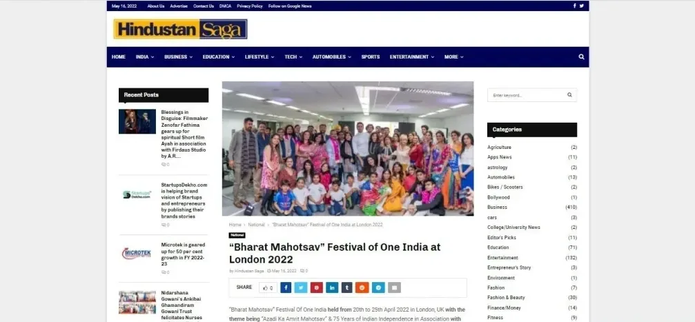 “Bharat Mahotsav” Festival of One India at London 2022