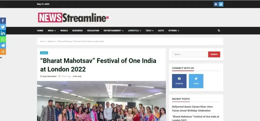 “Bharat Mahotsav” Festival of One India at London 2022