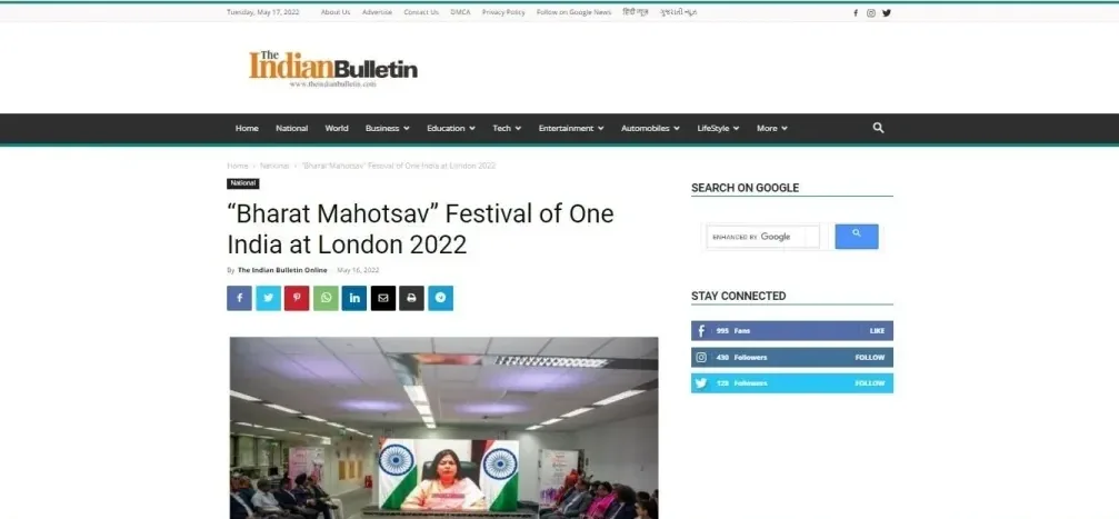“Bharat Mahotsav” Festival of One India at London 2022