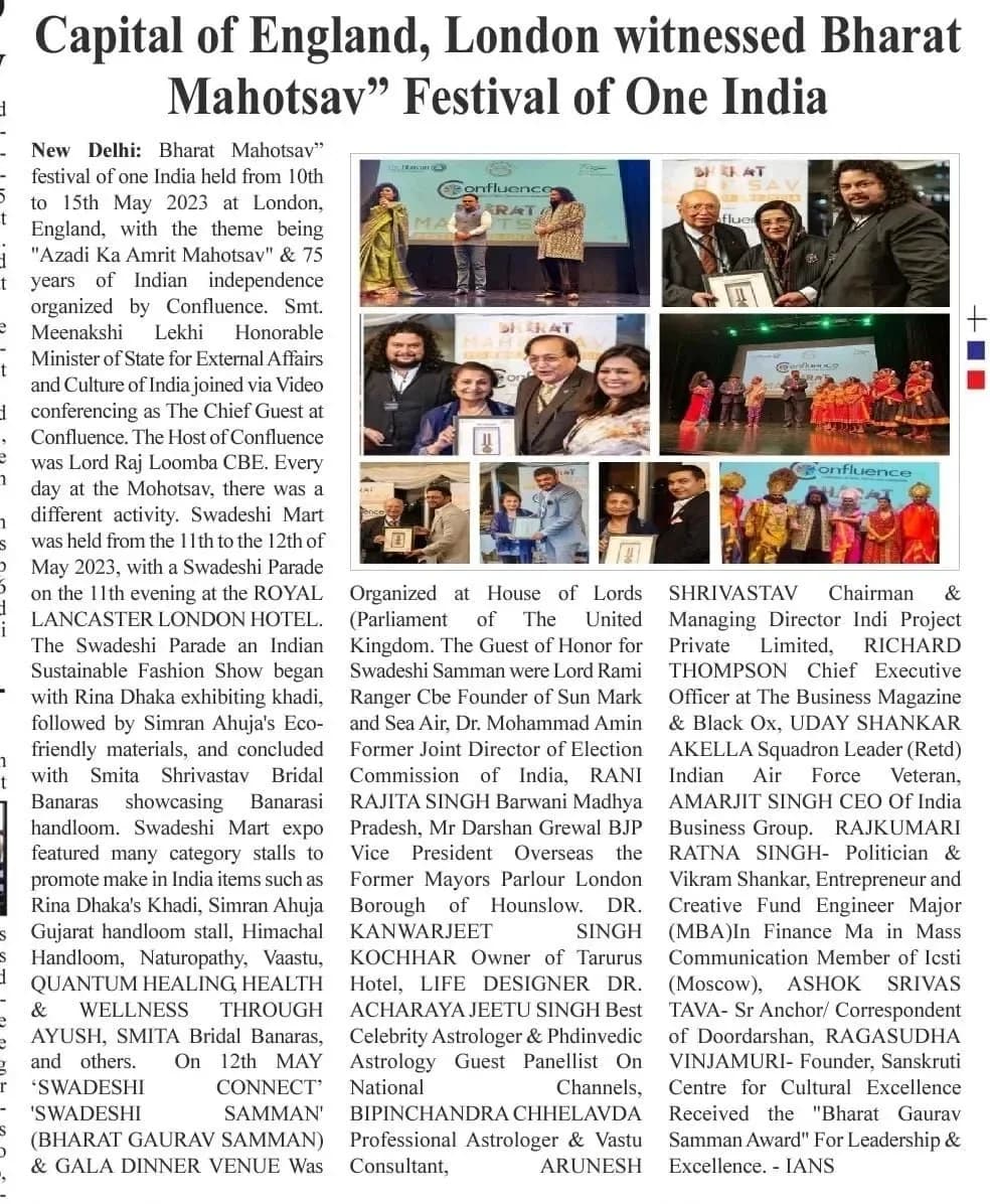“Capital of England, London witnessed Bharat Mahotsav Festival of One India”