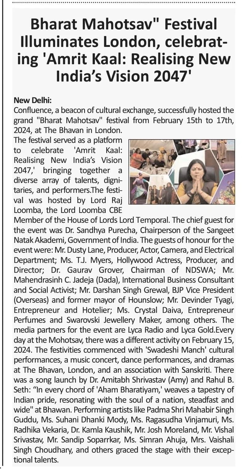 “Bharat Mahotsav Festival Illuminates London, celebrating ‘Amrit Kaal: Realising New India’s Vision 2047’”