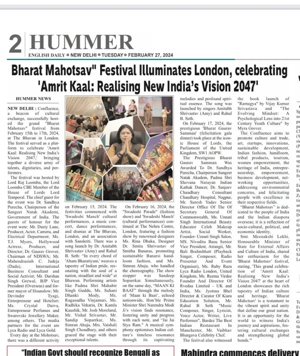“Bharat Mahotsav Festival Illuminates London, celebrating ‘Amrit Kaal: Realising New India’s Vision 2047’”