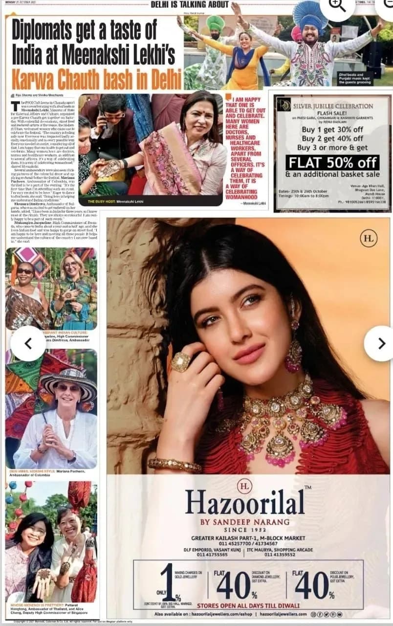 “Diplomats get a taste of India at Meenakshi Lekhi’s Karwa Chauth bash in Delhi”