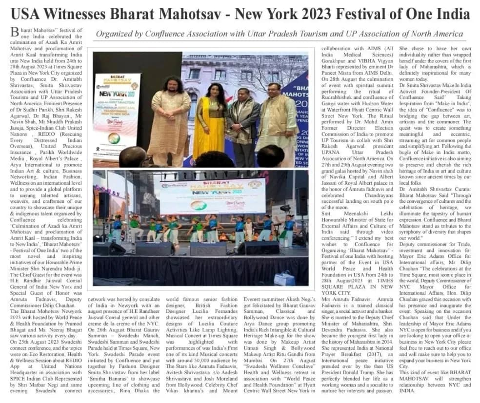 “USA Witnesses Bharat Mahotsav — New York 2023 Festival of One India”