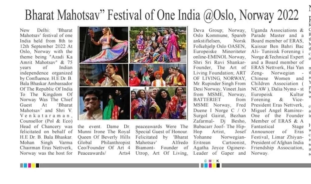 “Bharat Mahotsav Festival of One India @Oslo, Norway 2022” — English cutting