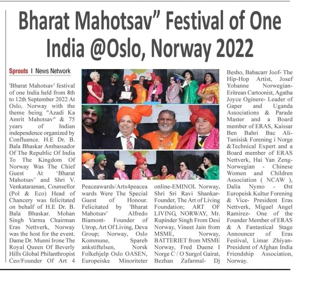 “Bharat Mahotsav Festival of One India @Oslo, Norway 2022”