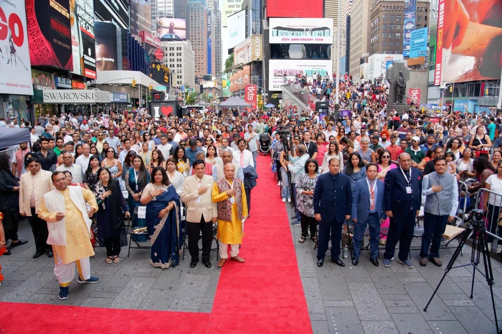 Red carpet procession through Times Square
